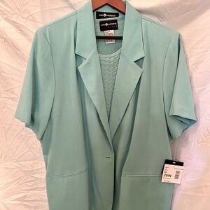 Sag Harbor Short Sleeved Jacket and Knit Top, Spearmint